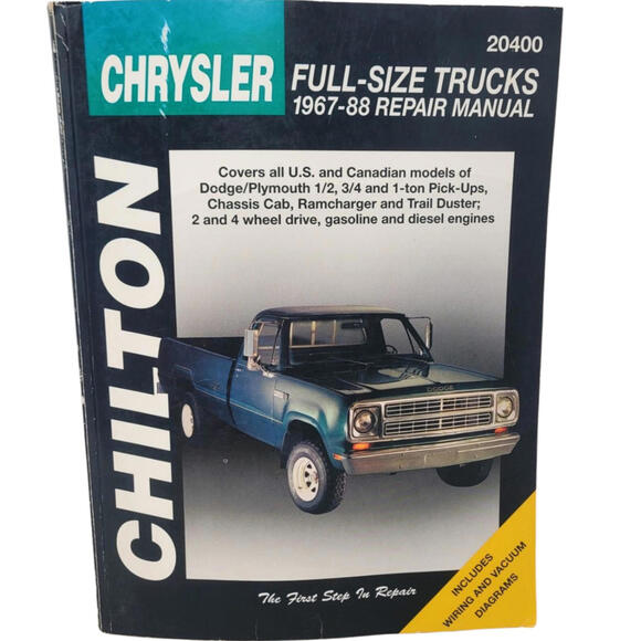 Other - Chilton Repair Manual: Chrysler, Dodge & Plymouth Full-Size Trucks 1967-1988